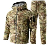 PBTMCD Men's Winter Camouflage Jacket Pants Set Graphene Lined Windproof Waterproof Warm For Hunting Work Cold(#1,XL)
