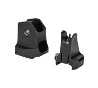 PBTMCD Metal Flip-Up Iron Sights Set - Front & Rear Backup For Picatinny Weaver Rail Clear Optics Quick Deployment(DD Black)