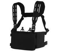 PBTMCD Modular Tactical Chest Pack - Detachable Triple Pouch System With H-Harness & Expandable MOLLE Panels(Bk)