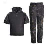 PBTMCD Outdoor Airsoft Shooting Shirt Pants Set Battle Dress Tactical Combat Clothing Kid Child Uniform(Black Cp,XL)