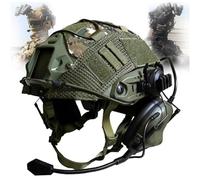 PBTMCD Tactical Airsoft Helmet Set With Electronic Headset & Cover For CS Paintball Cosplay(C,L)