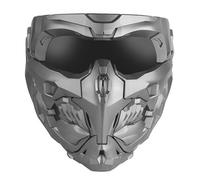 PBTMCD Tactical Cs Skull Face Mask With Magnetic Armor For Paintball Airsoft Halloween Cosplay - Adjustable Impact-Resistant Full Guard(Silver)