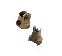 PBTMCD Tactical Fixed Front & Rear Aluminum Alloy Iron Sight Combo - D-Style Always-On Backup Sights For Picatinny/Weaver 20mm Rails(Tan)