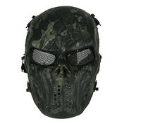 PBTMCD Tactical Skull Half Face Mask For Airsoft CS Game - High Impact Resistant TPU With Adjustable Quick Detach Headband & EVA Cushioning(Black CP)