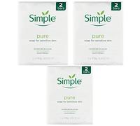 PBW INTERNATIONAL Simple Pure Soap Bars For Sensitive Skin Pack of 6 (6 x 100g) - 3 x Twin Packs