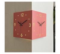 PBWERIGL 3D Wall Art Decor, LED Digital Wall Clock Double Sided Battery Operated Silent Corner Art Light(Pink+light)