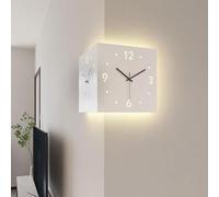 PBWERIGL 3D Wall Art Decor, LED Digital Wall Clock Double Sided Battery Operated Silent Corner Art Light(White+light)