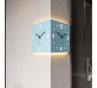PBWERIGL 3D Wall Art Decor, LED Digital Wall Clock Double Sided Battery Operated Silent Corner Art Light(Blue+light)