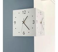 PBWERIGL 3D Wall Art Decor, LED Digital Wall Clock Double Sided Battery Operated Silent Corner Art Light(White)