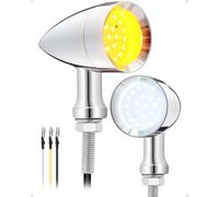 PBYMT Motorcycle Front turn Signals LED, 24 LED Motorcycle Bullet Blinkers Chrome Amber Lights Compatible with Harley Honda Kawasaki Suzuki Triumph Yamaha