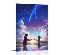 PBYOSCZYE Anime Your Name Main Characters Art Poster Decorative Painting Canvas Wall Art Living Room Poster Bedroom Painting 24 x 36 Inch (60 x 90 cm)