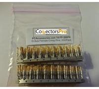 PC Accessories - 200 Pack 2mm Gold Tin Plated DB Female Crimp Pins for DB9, DB15, DB25, DB37, DB50 Male Crimp Connectors