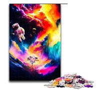 Pc Adults Jigsaw Puzzle Astronaut in Space Colors Wooden Jigsaw Puzzles for Adults Challenging Brain Teaser for Teenagers Family Game Night Fun 1000 PCS(75x50cm)