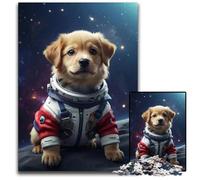 Pc Adults Jigsaw Puzzle Cute Astronaut Dog SpaceChallenging Puzzles Brain Teaser Game Interactive Family Game Suitable for Ages 14 1000 PCS(38x26cm)
