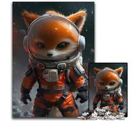 Pc Adults Jigsaw Puzzle Cute Fox With Space Helmet Challenging Puzzles Brain Teaser Game Interactive Family Game Suitable for Ages 14 1000 PCS(75x50cm)