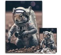 Pc Adults Jigsaw Puzzle Fantasy Astronaut Mouse Challenging Puzzles Brain Teaser Game Interactive Family Game Suitable for Ages 14 1000 PCS(38x26cm)