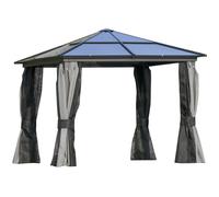PC Aluminium Hardtop Gazebo with Curtains and Netting 3 x 3m