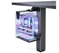 PC Bracket Under Desk, 80 x 50 mm, No Drilling, 20 kg Load Capacity, Universal Bracket for Height-Adjustable Table Legs and Normal Desk Legs, for Raising and Ventilation of the PC Case