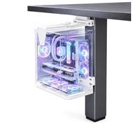 PC Bracket Under Desk, 80 x 50 mm, No Drilling, 20 kg Load Capacity, Universal Bracket for Height-Adjustable Table Legs and Normal Desk Legs, for Raising and Ventilation of the PC Case
