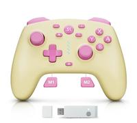 PC controller for Nintendo Switch/Lite/OLED, with Hall Effect Joysticks and Triggers, Macro Keys, Turbo, 2.4G Wireless Gaming Controller for Steam, Luna, Laptop, iPad, macOS, IOS, Android, Yellow