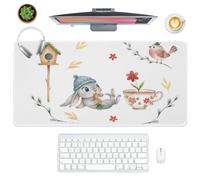 Pc Desk Mat Easter Bunny Large Long Desk Pad Non-Slip for Office and Home Cover Protector Decor Gaming Surface Mat Keyboard Computer Gaming Accessories (80 X 30 Cm)
