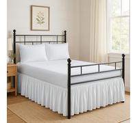 PC Diana Linen Ruffled Bed Skirt Split Corners Ultrasoft Poly Cotton/Microfiber Upto 18" Drop Expertise Tailored fit Wrinkle Free Bed Skirt (Full-White)