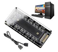 PC Fan Controller - RGB Hub, 10 Port ARGB Splitter with Light Feature, Desktop Case Accessory for Game Computer Fans LED Strips Cooling Optimization and Custom Lighting Effects