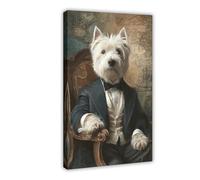 Pc Framed Canvas Wall Art - Westie Dog Portrait in Formal Tuxedo_4