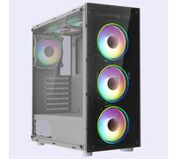 PC Gaming Case ATX, Mid Tower Case With 6x 120mm ARGB Fans, Active MB Sync, Tempered Glass Panels (Black)