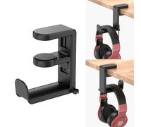 PC Gaming Headset Headphone Hook Holder Hanger Mount, Headphones Stand with Adjustable & Rotating Arm Clamp, Under Desk Design, Universal Fit, Built in Cable Clip Organizer EURPMASK