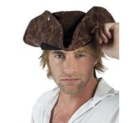 Pc. Hat Pirate Neptune | Brown Tricorn Hat for Pirate Fancy Dress Carnival Theme Party Sailor Captain