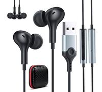 PC Headphones with Cable for Laptop, Lightweight USB Headphones with Microphone Noise Cancelling Gaming PC Headset with Mute Function Audio Controls for Office Live Streaming PS 4 PS 5 Games