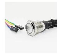 PC Host Start Restart LED Metal Button Switch PC DIY 12mm 16mm 19mm 22mm With 60cm Motherboard Cable PC Power Switch IDGTTLDF(Black PC Restart,19MM_YELLOW)