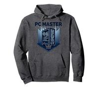 PC Master: Custom Build Gaming Rig Crown Pullover Hoodie, Adult Unisex, Dark Heather Grey, XL