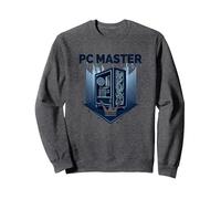 PC Master: Custom Build Gaming Rig Crown Sweatshirt, Adult Unisex, Dark Heather Grey, M