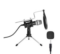 PC Microphone with Mic Stand,Aoiutrn 3.5mm Jack Condenser Recording Microphone for PC,Laptop,Mac,i-Phone,i-Pad and Smartphone for YouTube,Podcast,Skype,Internet Gaming,Chatting