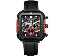 PC PARAS CROWN Paras Crown Mens Watches Fashion Luxury Quartz Waterproof Chronograph Wrist Watches for Men Silicone Strap, Orange, Chronograph