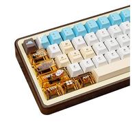 PC+PBT Keycap Set, Transparent White and Blue Cherry Profile Keycaps, Five Side Dye Sublimation, 145 Keys Western Cowboy Theme for Mechanical Gaming Keyboard