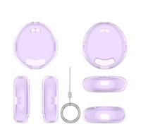 PC Protective Cover for Tamagotchi Uni Game Console Transparent Case Anti-Fall Earthquake-Resistant Protective Sleeve with Lanyard (Transparent Purple)