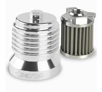 PC Racing FLO PCS4C Reusable Harley Oil Filter Aluminum Spin-On | Black Billet Aluminum, Magnetic Prefilter, High-Flow Stainless Mesh, Twin Cam & M8, Reusable Spin-On Filter