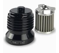 PC Racing PCS4B Black Stainless Steel Flo Oil Filter | Black Billet Aluminum, Magnetic Prefilter, High-Flow Stainless Mesh, Twin Cam & M8, Reusable Spin-On Filter