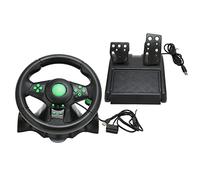 PC Racing Wheel Realistic 180 Degree Car Racing Driving Wheel with Pedal for Gaming Enthusiasts for 360, PC Black ABS Material