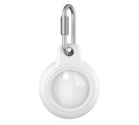 PC Shell Case, Shock-Resistant Waterproof Protective Cover for AirTag 2 with Carabiner Clip Keychain Loop Case(White)