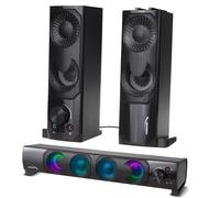 2in1 PC Speakers & Soundbar Stereo Computer Laptop LED Illuminated USB 6W AUX HQ