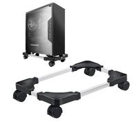 PC Stand for PC Tower, Computer Desktop Tower Stand with 4 Lockable Castors, Adjustable CPU Holder, Universal Mobile Stand for Home Office Desk Gaming - Black