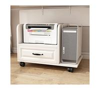 PC Tower Stand PC Tower Stand with Storage, Mobile Printer, 2-Tier Cart CPU with drawers and wheels, Under Desk, for Home Office PC Stand for Carpet(White,76 * 46.5 * 45cm)