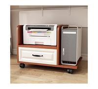 PC Tower Stand PC Tower Stand with Storage, Mobile Printer, 2-Tier Cart CPU with drawers and wheels, Under Desk, for Home Office PC Stand for Carpet(Bruin,76 * 46.5 * 45cm)