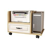 PC Tower Stand PC Tower Stand with Storage, Mobile Printer, 2-Tier Cart CPU with drawers and wheels, Under Desk, for Home Office PC Stand for Carpet(Natural,66 * 46.5 * 40cm)