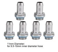 PC Water Cooling, 6 PCS Two-Touch Fitting G1/4 Thread Barb Connector, for Connection Between Water Blocks, Radiators, Water Pumps, Reservoir and Other Water Cooling System Kit.(11mm)