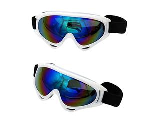 PC Windproof Skiing Glasses Vintage Anti Fog Leather Glasses for Outdoor Activity Sport